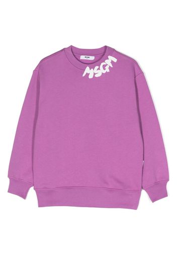 MSGM Kids logo-print cotton sweatshirt - Viola