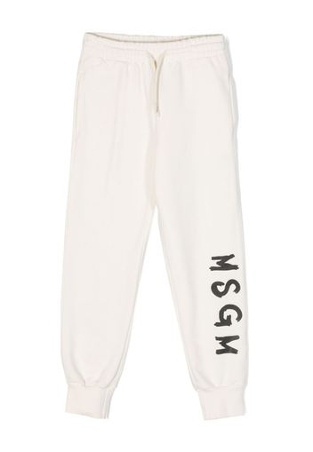 MSGM Kids logo-print cotton track pants - Toni neutri