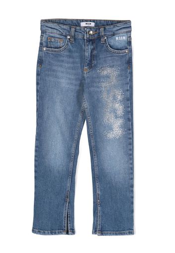 MSGM Kids crystal-embellished straight-leg jeans - Blu