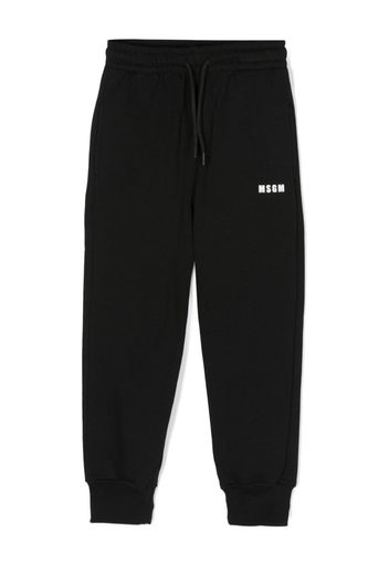 MSGM Kids logo-print cotton track trousers - Nero