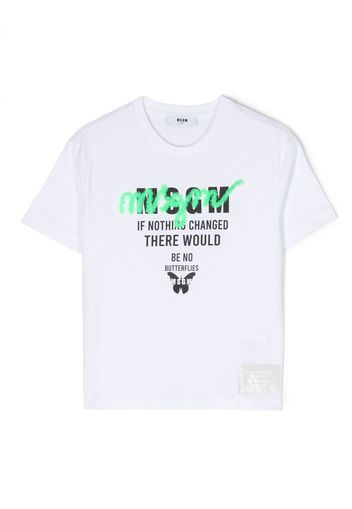 MSGM Kids logo-print cotton T-shirt - Bianco