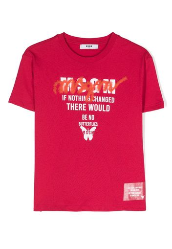 MSGM Kids logo-print cotton T-shirt - Rosa