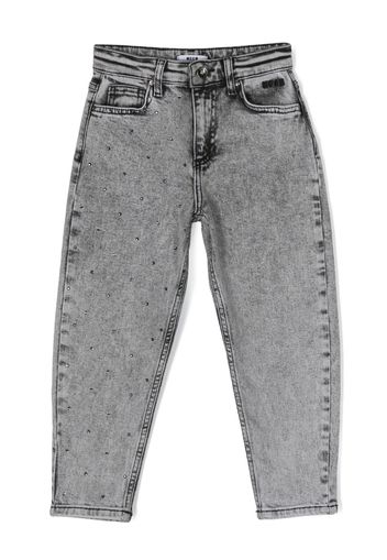 MSGM Kids rhinestone-embellished tapered jeans - Grigio