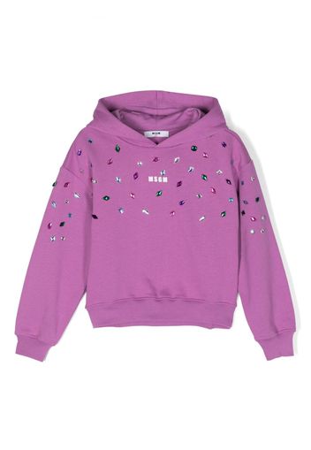 MSGM Kids crystal-embellished logo-print hoofie - Viola