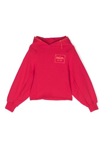 MSGM Kids logo-patch cropped hoodie - Rosa