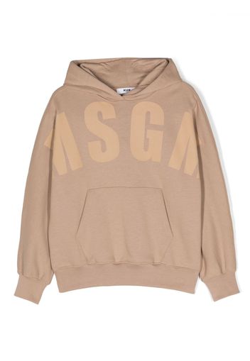 MSGM Kids logo-print cotton hoodie - Toni neutri