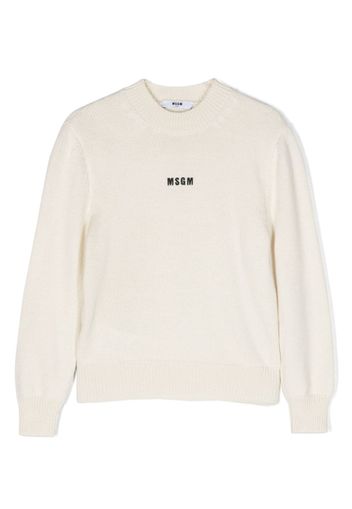 MSGM Kids logo-embroidered knitted jumper - Toni neutri