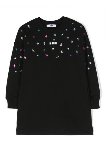 MSGM Kids crystal-embellished sweatshirt dress - Nero