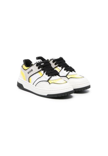 MSGM Kids multi-panel lace-up sneakers - Bianco