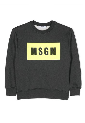 MSGM Kids logo-print cotton sweatshirt - Grigio