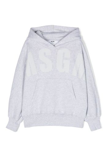 MSGM Kids logo-print cotton hoodie - Grigio