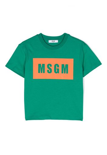 MSGM Kids logo-print cotton T-Shirt - Verde