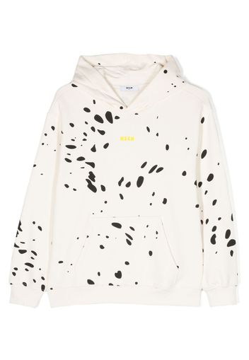 MSGM Kids logo-print cotton hoodie - Toni neutri