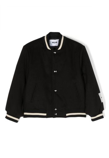 MSGM Kids logo-patch striped bomber jacket - Nero