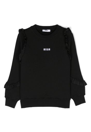 MSGM Kids logo-embroidered cotton sweatshirt - Nero