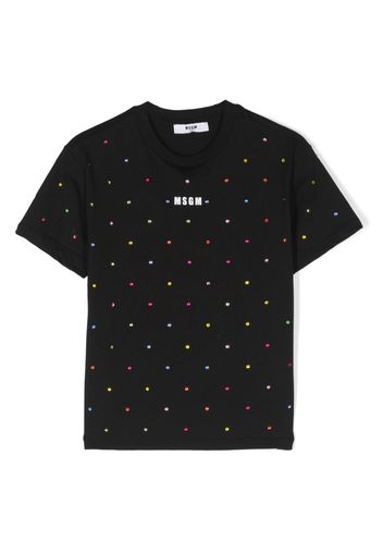 MSGM Kids logo-print rhinestone-embellished T-shirt - Nero