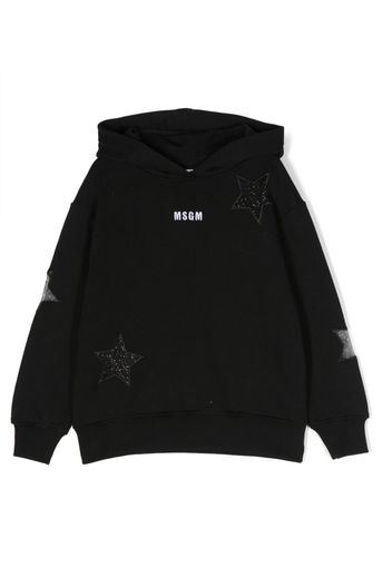 MSGM Kids logo-embroidered cotton hoodie - Nero
