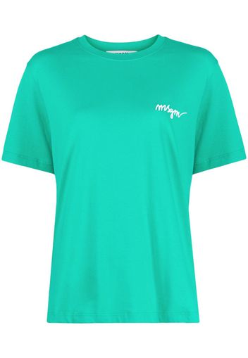MSGM logo-embroidered cotton T-shirt - Verde