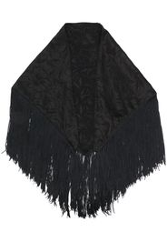 floral-jacquard fringed satin scarf
