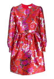 floral jacquard flared dress