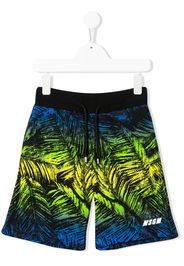 leaf print track shorts