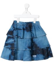 tie-dye print tiered skirt