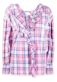 MSGM ruffle-trim checked blouse - Rosa