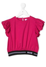 Msgm Kids Top smanicato con ruches - Rosa