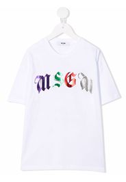 MSGM Kids foil logo-print T-shirt - Bianco