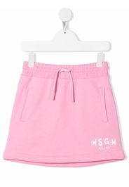 MSGM Kids logo-print cotton miniskirt - Rosa