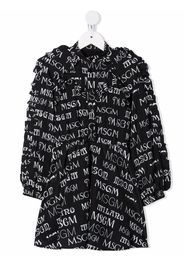 MSGM Kids logo-print ruffled dress - Nero