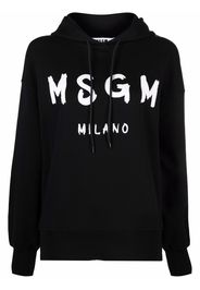 MSGM logo-print cotton hoodie - Nero