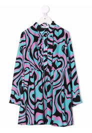 MSGM Kids graphic-print ruffled shirtdress - Blu