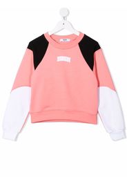 MSGM Kids logo print colour block sweater - Rosa