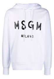 MSGM logo-print pullover hoodie - Bianco