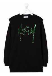 MSGM Kids sequin-embellished cotton sweatshirt dress - Nero