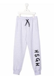 MSGM Kids logo print track pants - Grigio