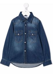 MSGM Kids logo-print denim shirt - Blu