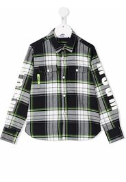 MSGM Kids plaid-check logo-print shirt - Nero