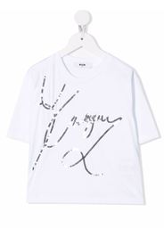 MSGM Kids sequinned logo T-shirt - Bianco