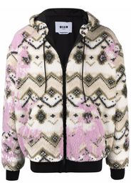 MSGM geometric print hooded jacket - Bianco