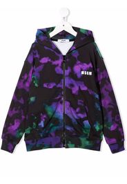MSGM Kids tie dye print zip hoodie - Viola