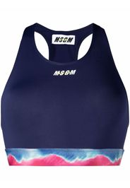 MSGM tie-dye print sports bra - Blu