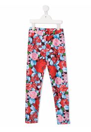 MSGM Kids floral-print leggings - Marrone