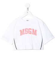 MSGM Kids T-shirt crop con stampa - Bianco
