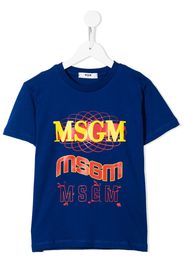 MSGM Kids logo-print T-shirt - Blu