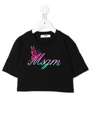 MSGM Kids logo-print cropped T-shirt - Nero