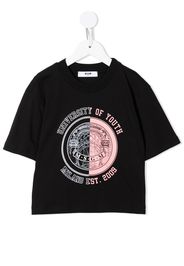 MSGM Kids logo-print cropped T-shirt - Nero