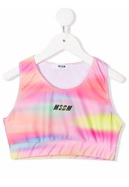 MSGM Kids tie-dye chest-logo crop top - Rosa