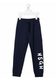 MSGM Kids logo-print tapered track pants - Blu
